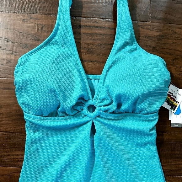 TIME & TRU, NWT, WOMENS, 1 PIECE SWIMSUIT. TURQUOISE COLOR. SIZE 1X(16W-18W) - Picture 3 of 10